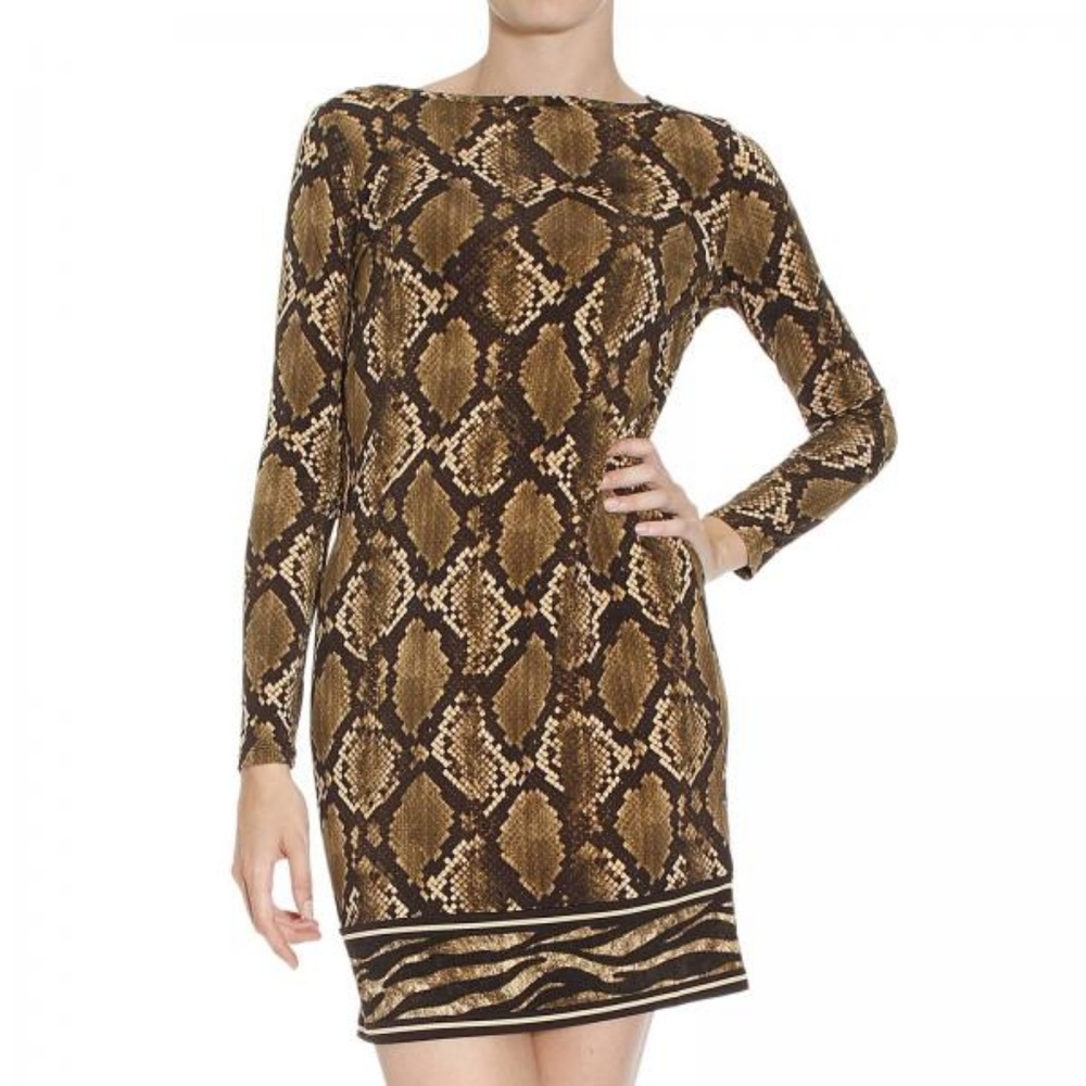 Michael Kors Women's Python Print Dress L/Sleeve
